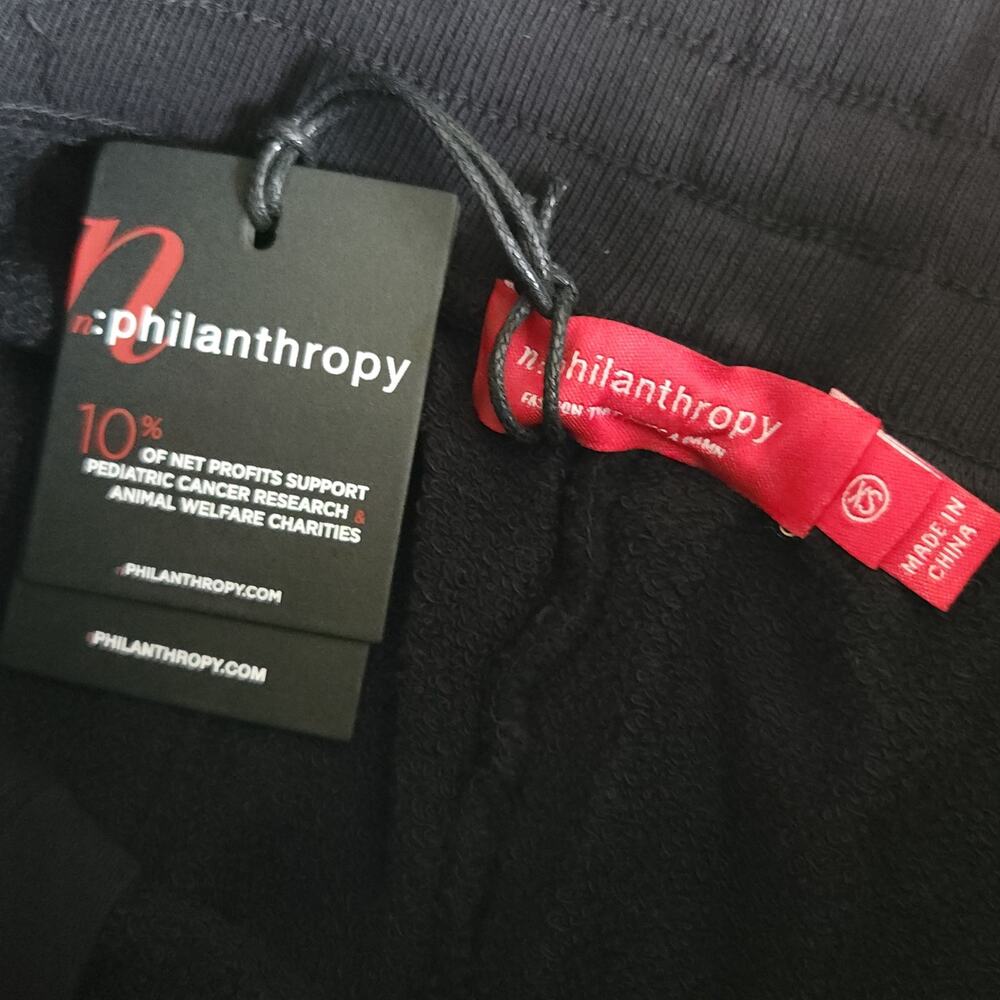 n:PHILANTHROPY Coco destroyed distressed sweat shorts in vintage black Sz XS NEW - Picture 6 of 10